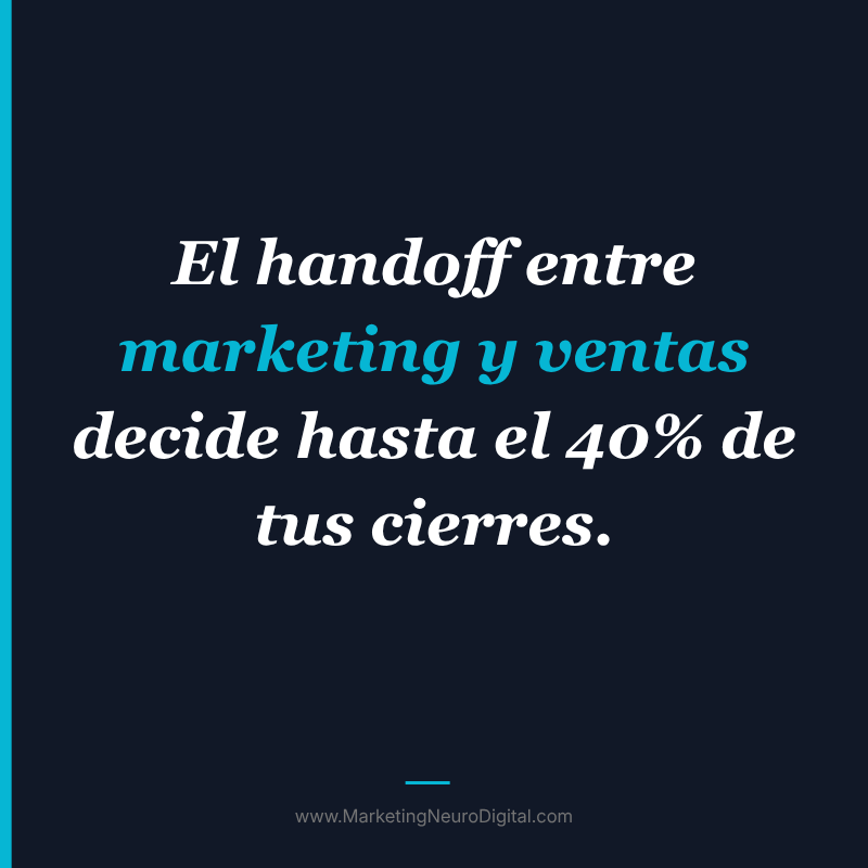 Marketing y ventas en B2B alto ticket: el handoff que cuesta el 40% de tus cierres